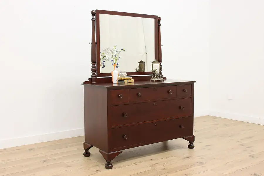 Main image of Traditional Antique Mahogany Dresser or Chest, Mirror