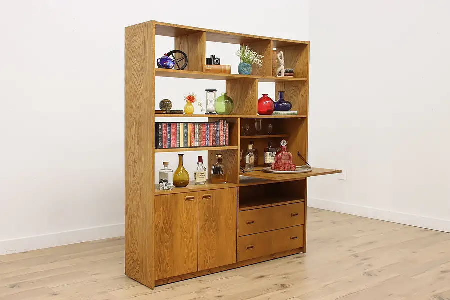 Main image of Midcentury Modern Vintage Wall Unit Bookcase or Bar Cabinet