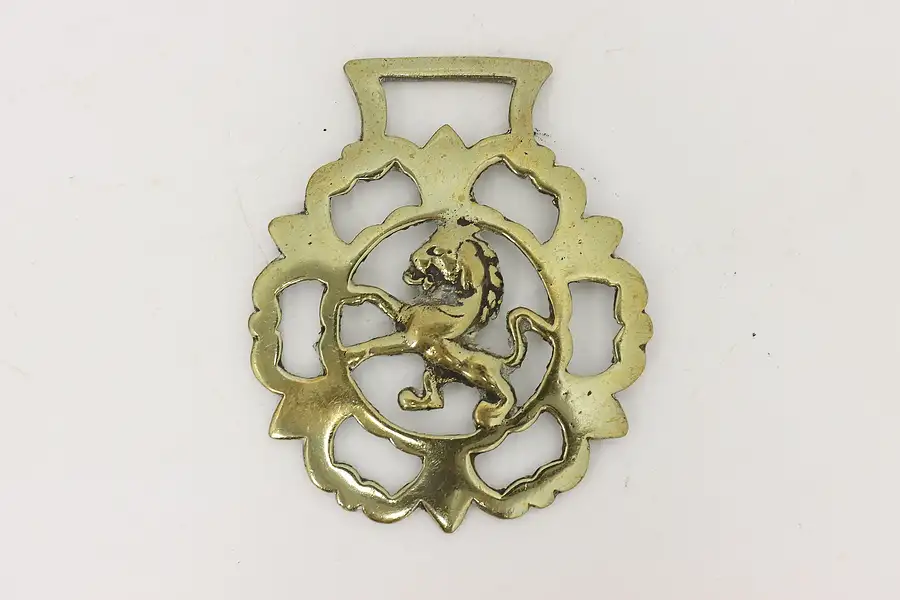 Main image of Horse Vintage Brass Harness Medallion, Lion