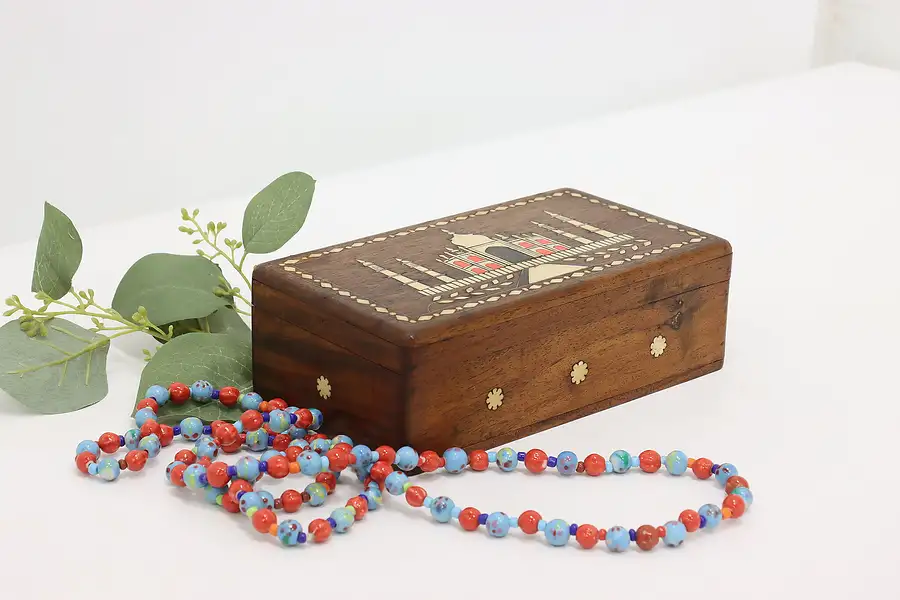 Main image of Taj Mahal Vintage Rosewood & Inlay Jewelry or Cigar Box