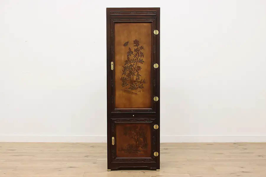 Main image of Asian Vintage Carved Birch Armoire or Closet, Bernhardt