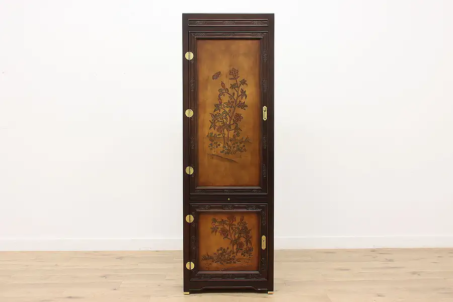 Main image of Asian Vintage Carved Birch Armoire or Closet, Bernhardt