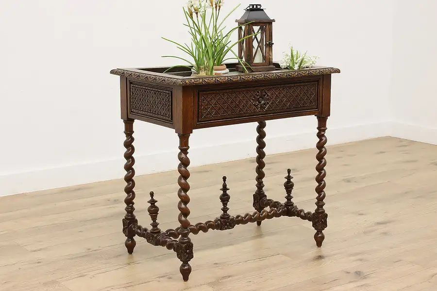 Main image of Renaissance Antique Carved Oak Planter or Bar Stand