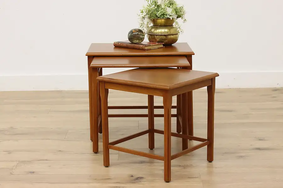 Main image of Set of 3 Vintage Midcentury Modern Teak Nesting Tables