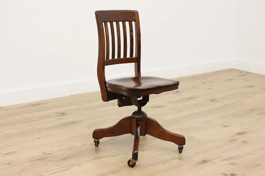 Main image of Office or Library Antique Adjustable & Swivel Desk Chair