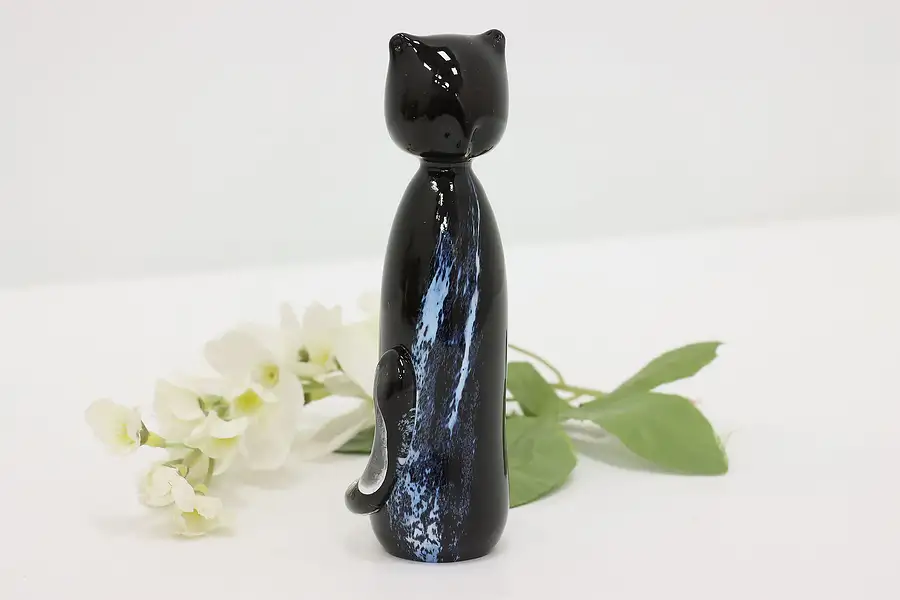 Main image of Blown Art Glass Vintage Cat Sculpture