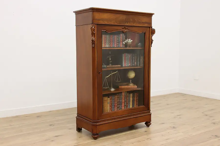 Main image of Biedermeier Antique Mahogany Bookcase or Display Cabinet