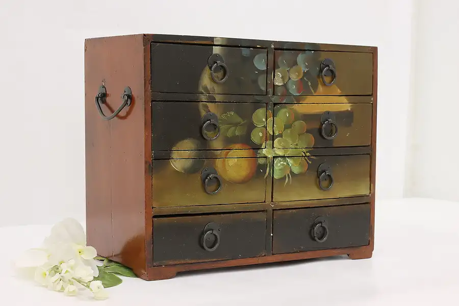 Main image of Painted Fruit Vintage 8 Drawer Jewelry Chest or Organizer