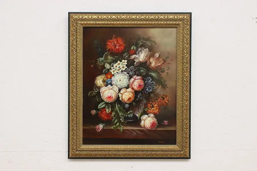 Main image of Floral Still Life Vintage Original Oil Painting, Jacob 24.5"