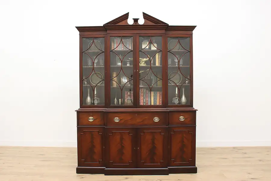 Main image of Georgian Breakfront China Cabinet or Bookcase & Desk, Beacon