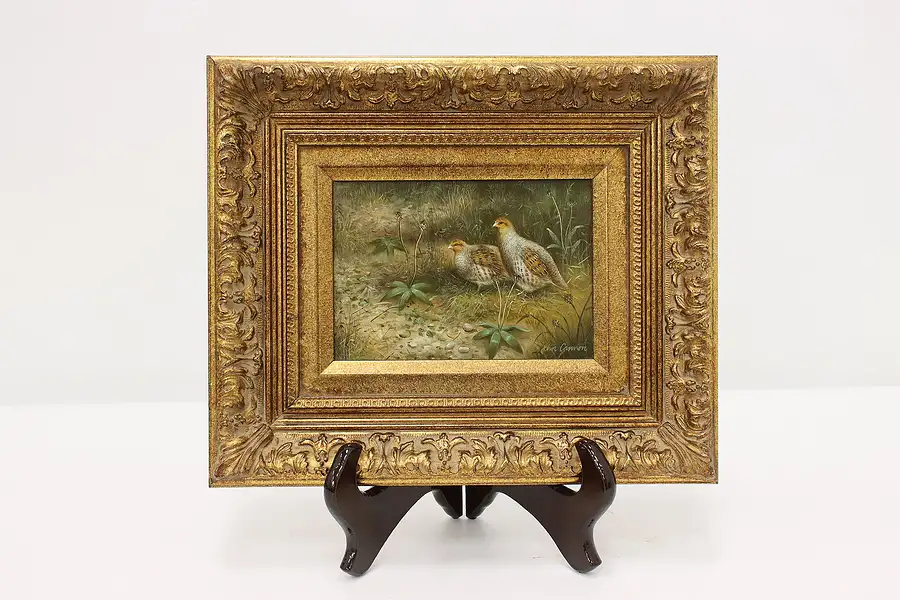 Main image of Pair of Grouse Birds Antique Original Painting, Cannon 13"