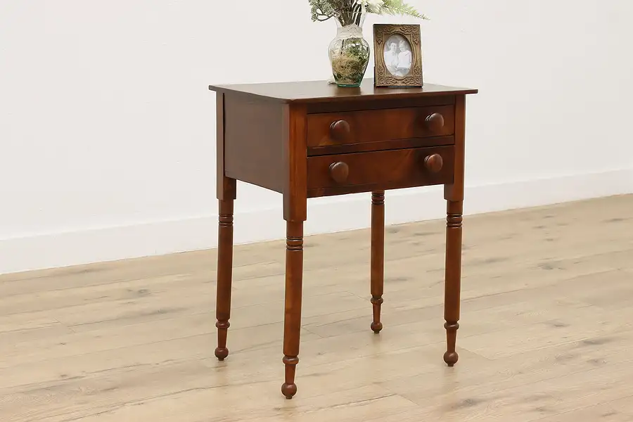 Main image of Sheraton Design Antique Walnut Nightstand End or Side Table