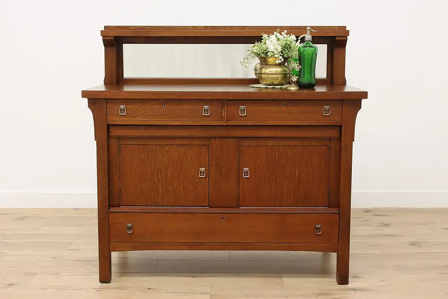 Main image of Craftsman Antique Oak Sideboard or Bar Cabinet, B & Co