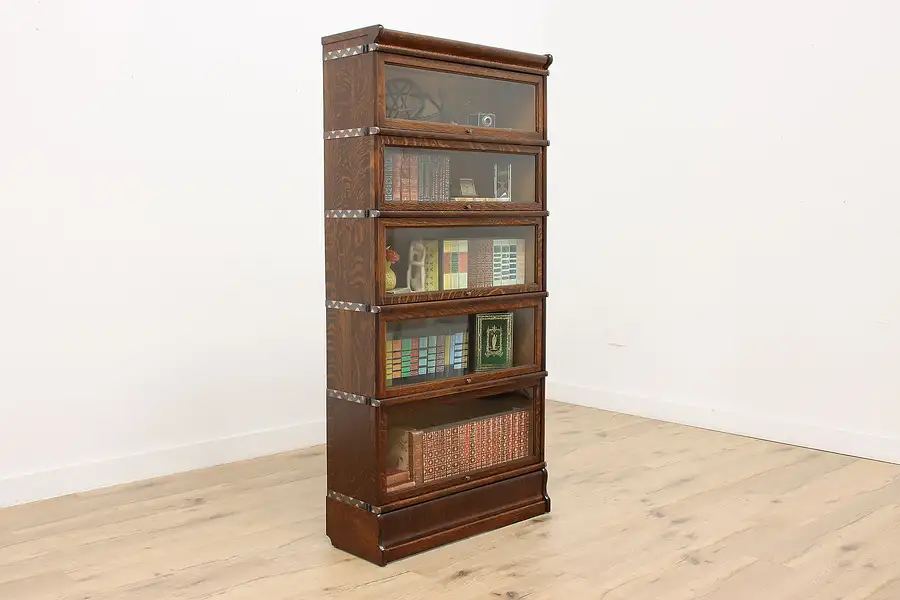 Main image of Macey Antique Oak Stacking Office or Library Bookcase