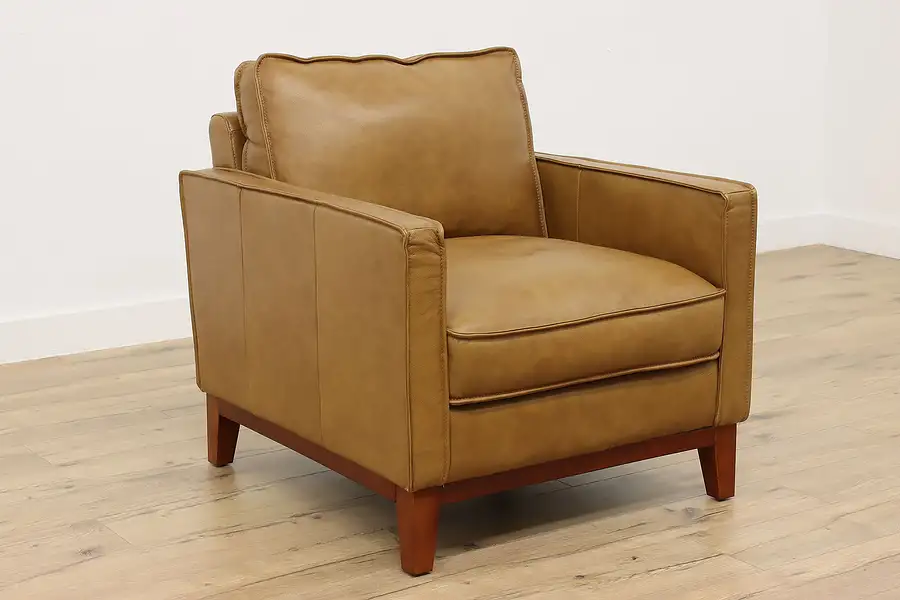 Main image of Traditional Vintage Brown Leather Lounge or Reading Chair