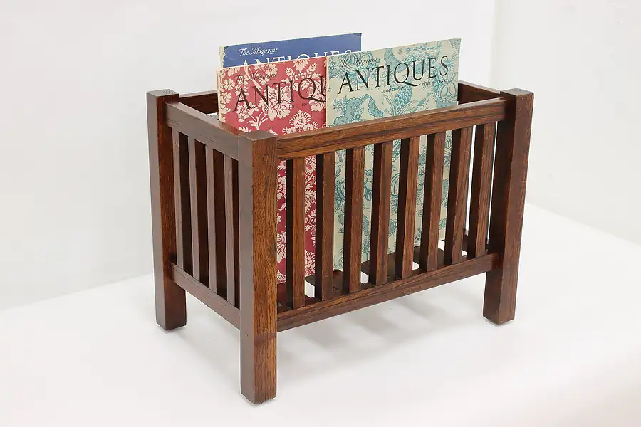 Main image of Arts & Crafts Mission Oak Antique Magazine Rack Canterbury