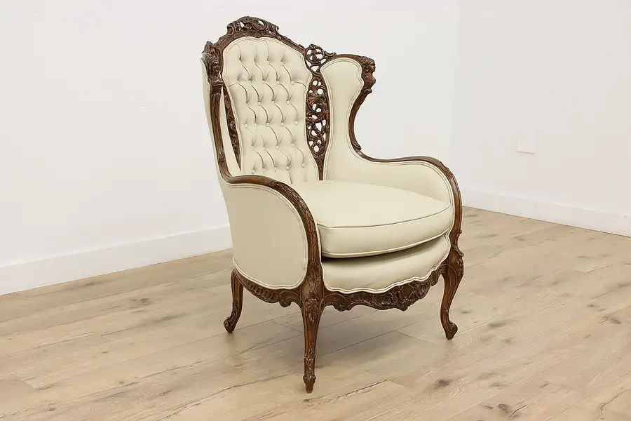 Main image of French Design Vintage Music Room Wing Chair, Dragons