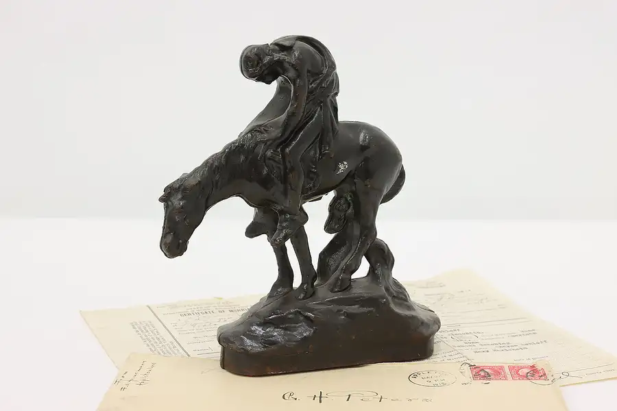 Main image of End of the Trail Sculpture Antique Cast Iron Statue