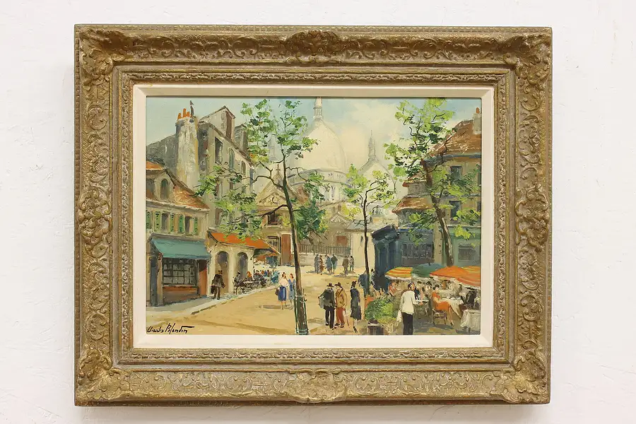 Main image of Montmartre Paris Vintage Original Oil Painting Blondin 24.5"