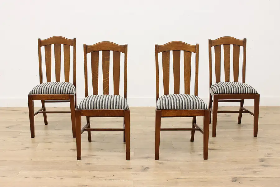 Main image of Set of 4 Craftsman Antique Oak Dining Chairs, Phoenix