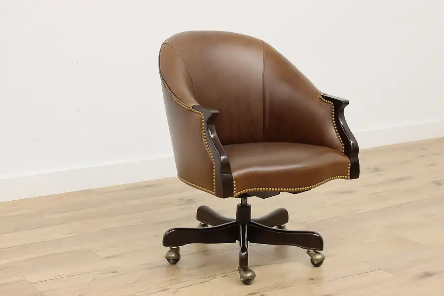 Main image of Leathercraft Vintage Swivel Library or Office Leather Chair