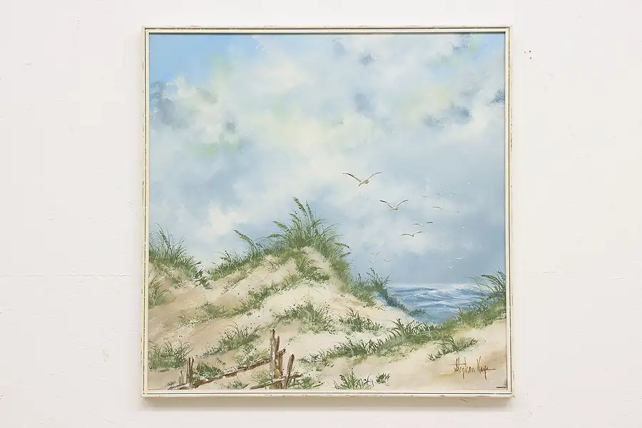 Main image of Beach Sand Dunes Vintage Original Oil Painting, Kaye 37"