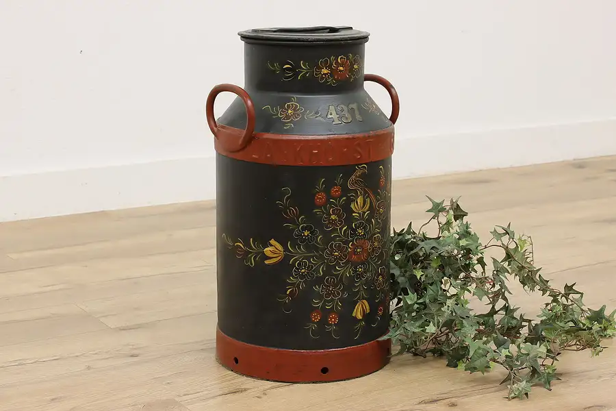 Main image of Norwegian Farmhouse Vintage Painted Cast Iron Milk Can