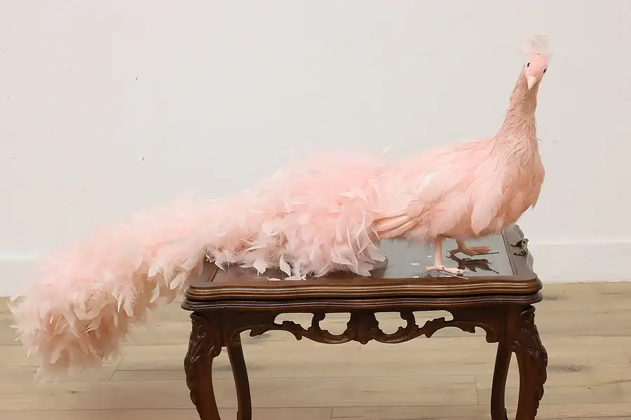 Main image of Pink Peacock Vintage Feather Sculpture