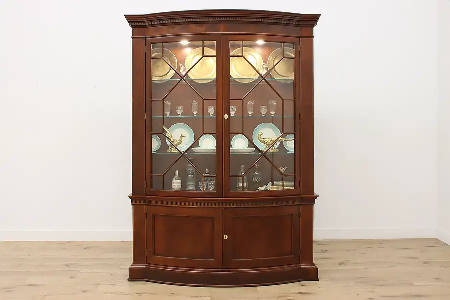 Main image of Georgian Design Vintage Mahogany Curved China Cabinet, Baker