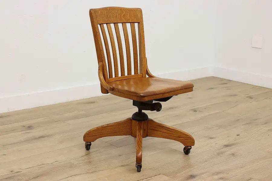 Main image of Traditional Vintage Oak Office or Library Swivel Chair