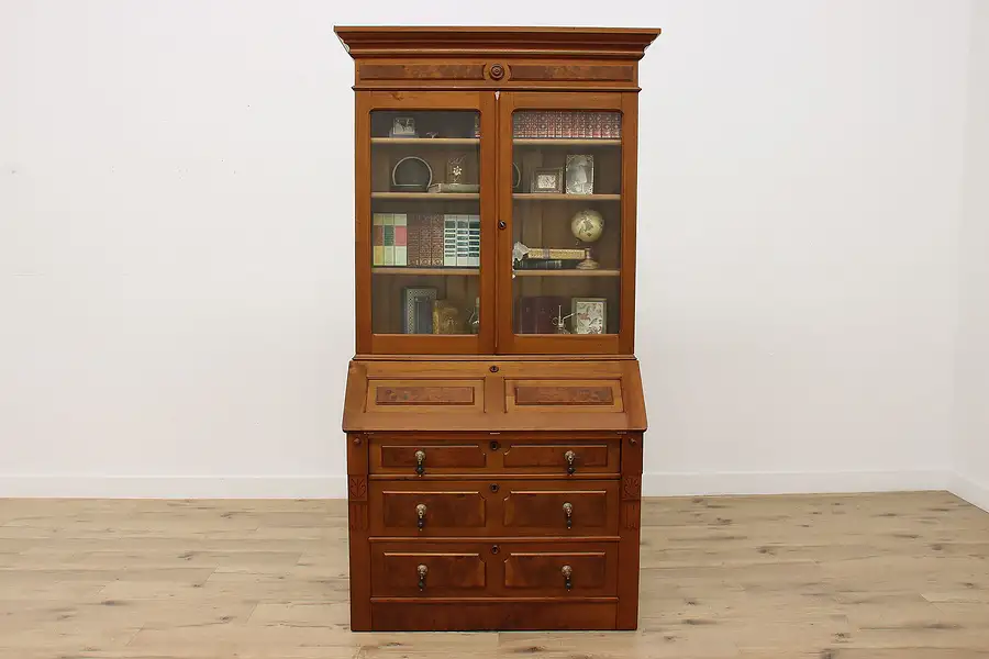 Main image of Victorian Eastlake Antique Office Secretary Desk & Bookcase