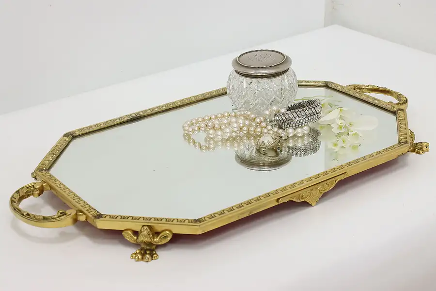 Main image of Victorian Design Gilt Bronze Mirror Perfume or Jewelry Tray