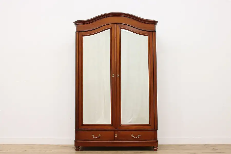 Main image of French Antique Mahogany Armoire or Wardrobe, Mirrors