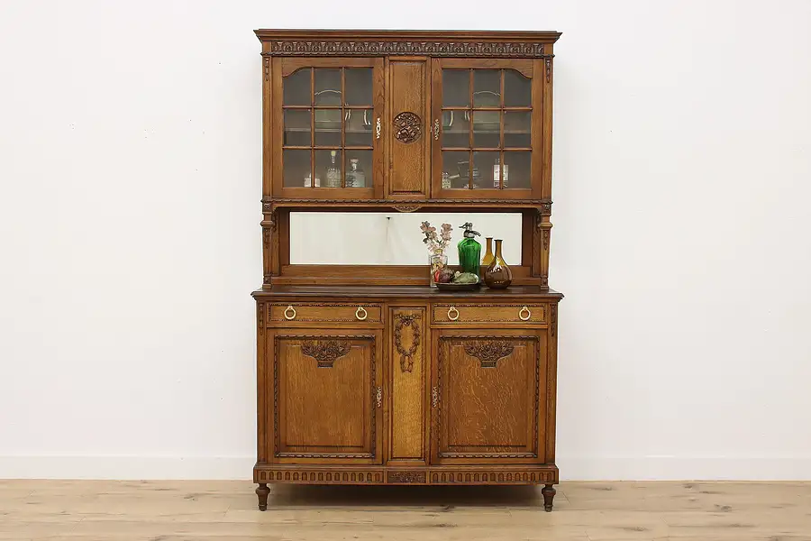 Main image of French Carved Oak Antique Backbar, Sideboard or Cabinet