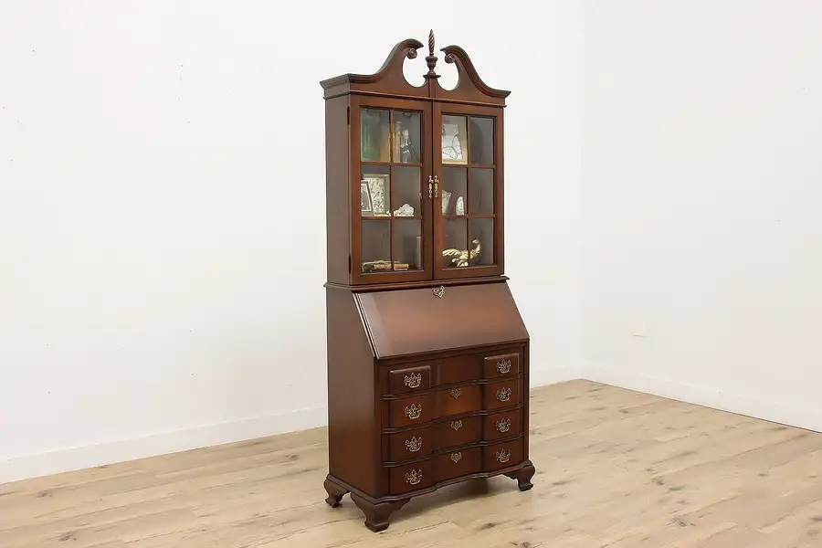 Main image of Georgian Vintage Office Secretary Desk & Bookcase, Jasper