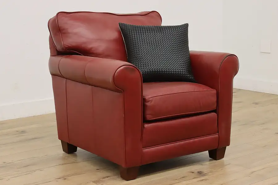 Main image of Traditional Vintage Red Leather Office Library Chair, Smith