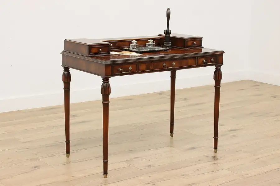 Main image of Georgian Design Vintage Mahogany Office Desk, Signed