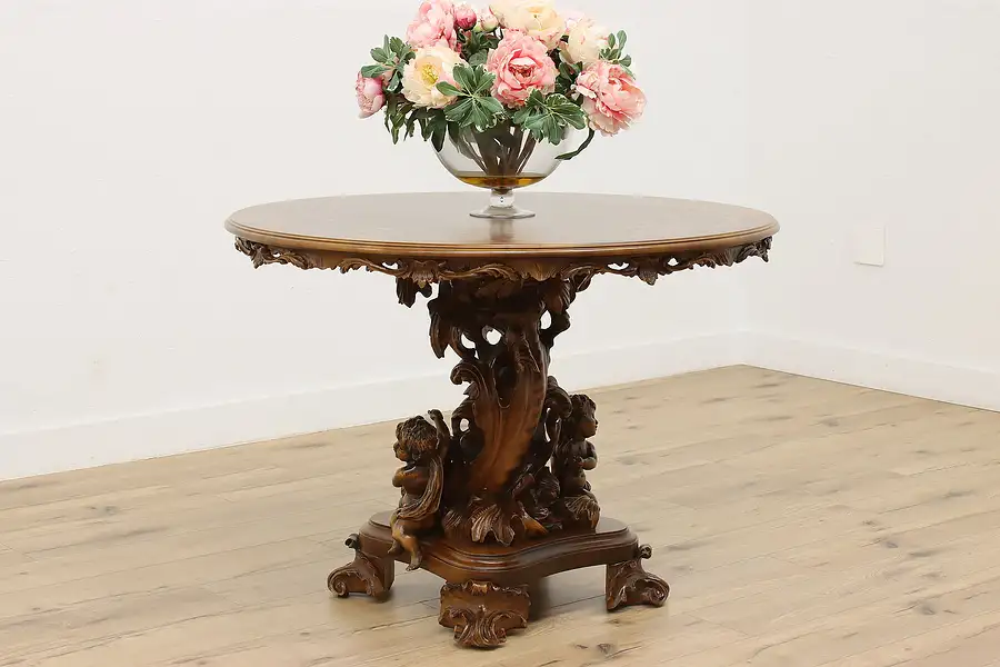 Main image of Renaissance Italian Antique Cherubs & Marquetry Center Table