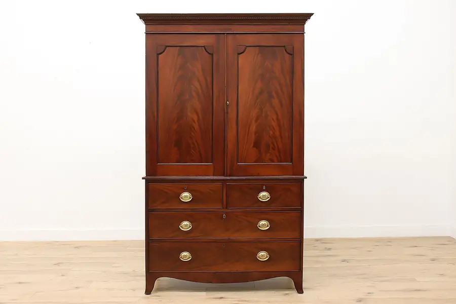 Main image of Traditional Antique Mahogany Linen Press, Armoire, Wardrobe