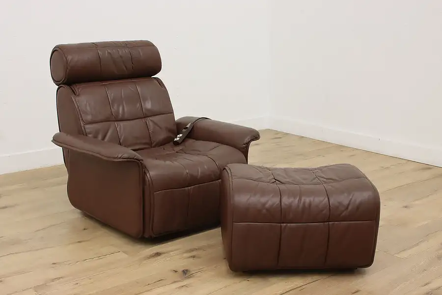 Main image of Leather Vintage Electric Reclining Chair & Ottoman, De Sede