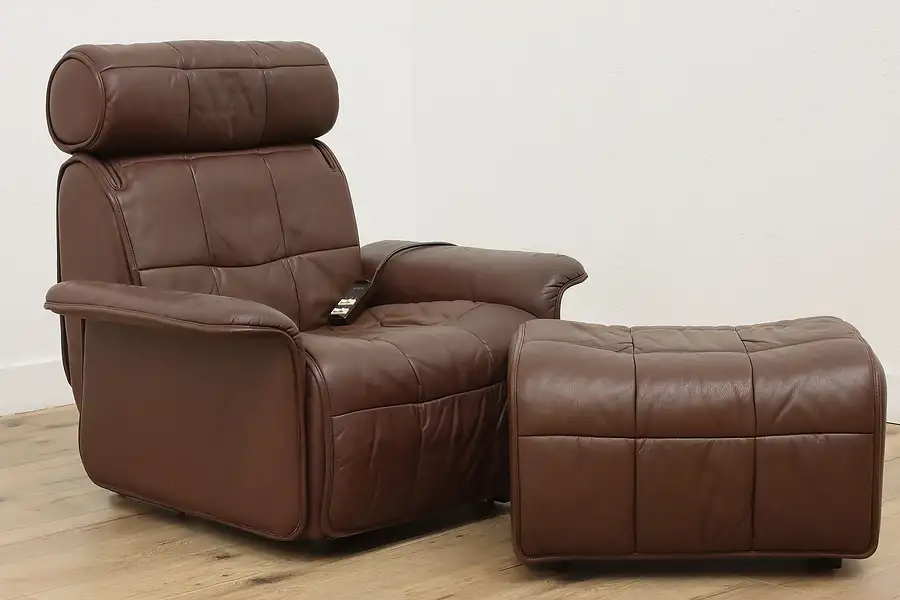 Main image of Leather Vintage Electric Reclining Chair & Ottoman, De Sede