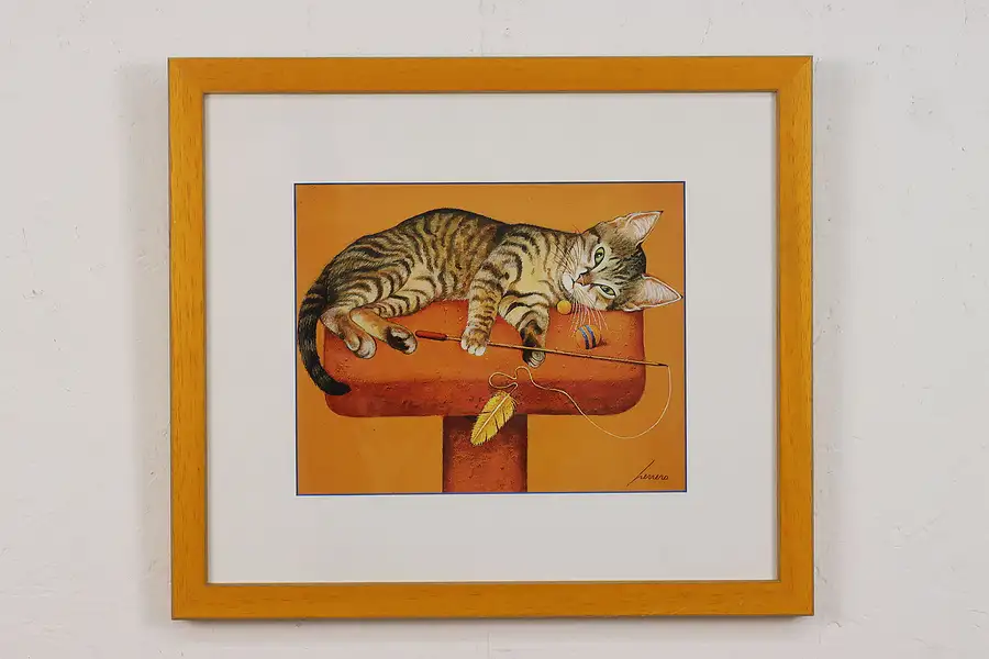 Main image of Tabby Cat Playing Vintage Original Print, Lowell 20.5"