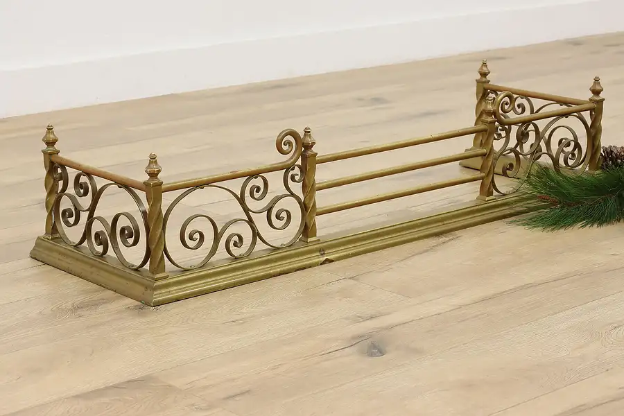 Main image of Traditional Vintage Brass & Iron Fireplace Hearth Fender