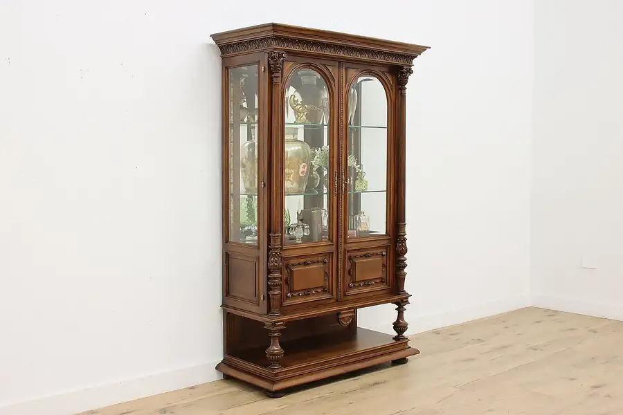 Main image of Renaissance Design Antique Walnut Curio Display Cabinet