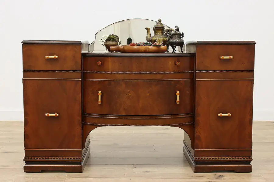 Main image of Art Deco Vintage Walnut & Bakelite Sideboard or Bar Cabinet