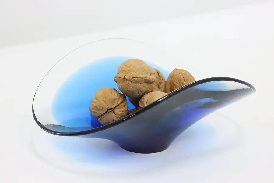 Main image of Canadian Vintage Blown Blue Glass Bowl, Chalet