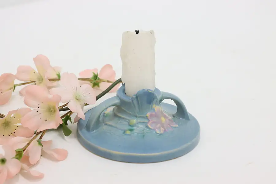 Main image of Painted Ceramic Vintage Candle Holder, Roseville