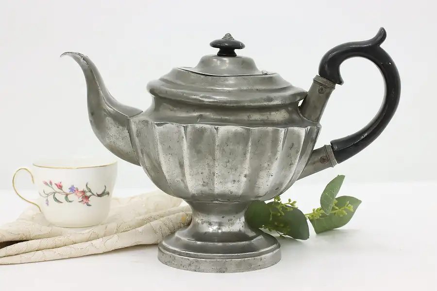 Main image of Victorian Antique Pewter Kitchen Teapot or Kettle