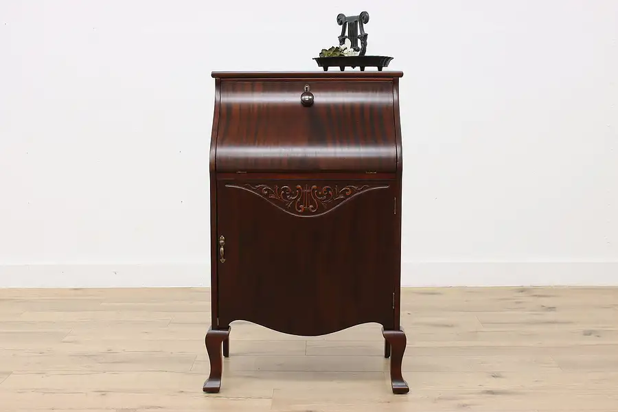 Main image of Art Nouveau Antique Mahogany Secretary Desk Music Cabinet