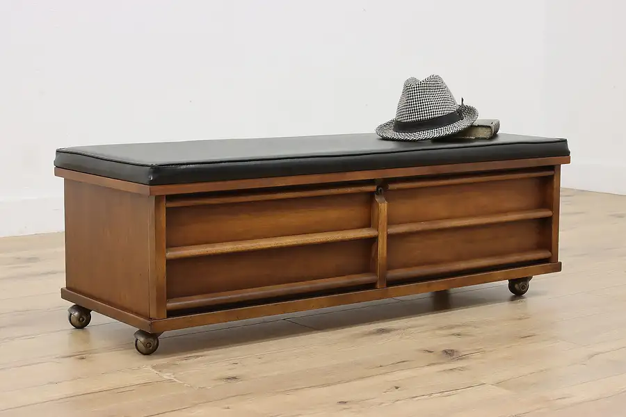 Main image of Midcentury Modern Vintage Walnut Hall Bench & Chest, Lane